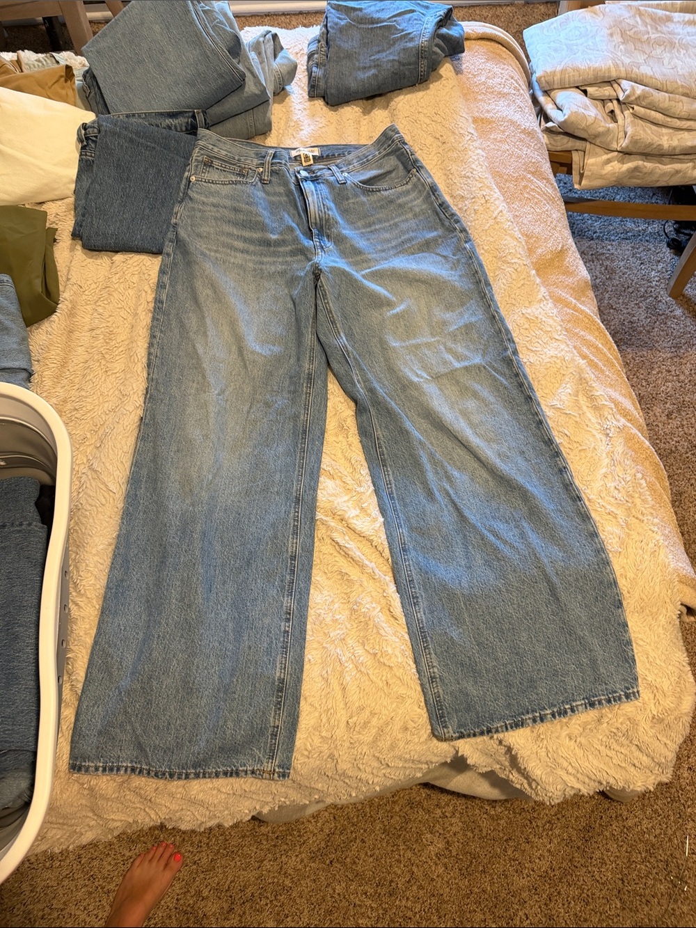 Madewell Light Wash Super Wide Leg Jeans - Picture 2 of 4